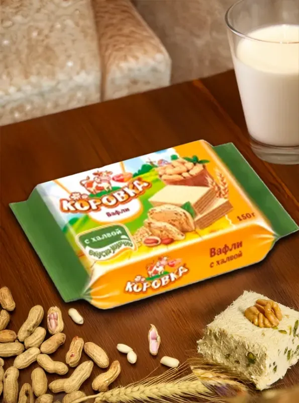 "КОРОВКА" вафли с халвой, 150гp