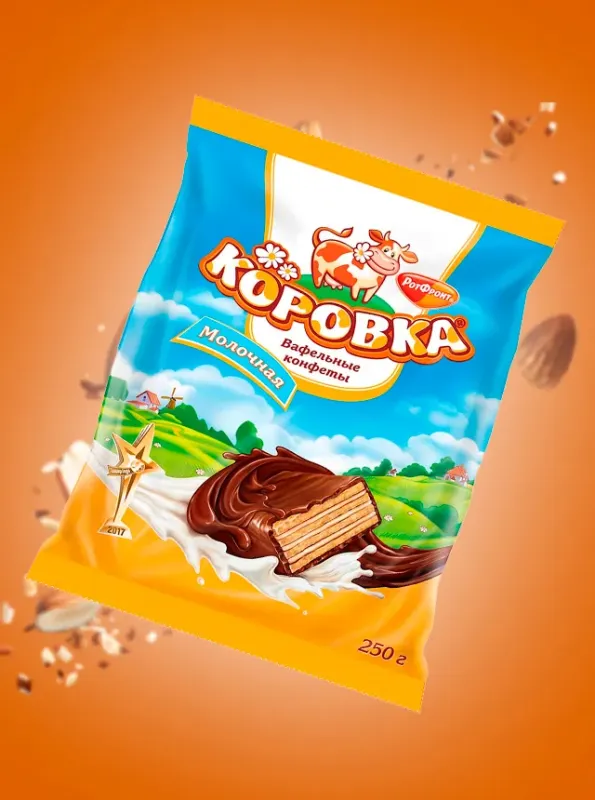 Вафли "КОРОВКА" с молочным вкусом, 250 гp