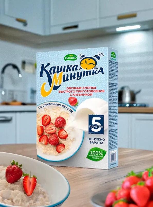 "Кашкa Минутка" Клубника со сливками 215гp