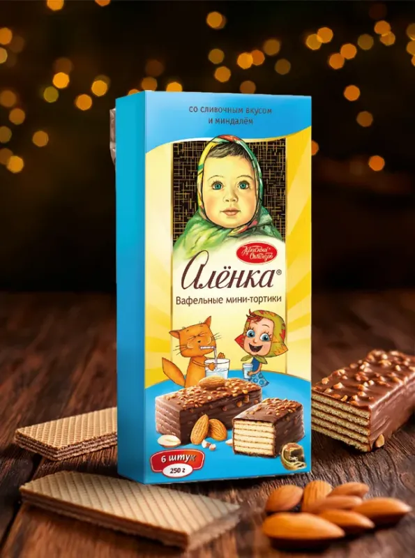 "АЛЁНКА" Вафельные мини-тортики со сливочным вкусом и миндалем 250gr