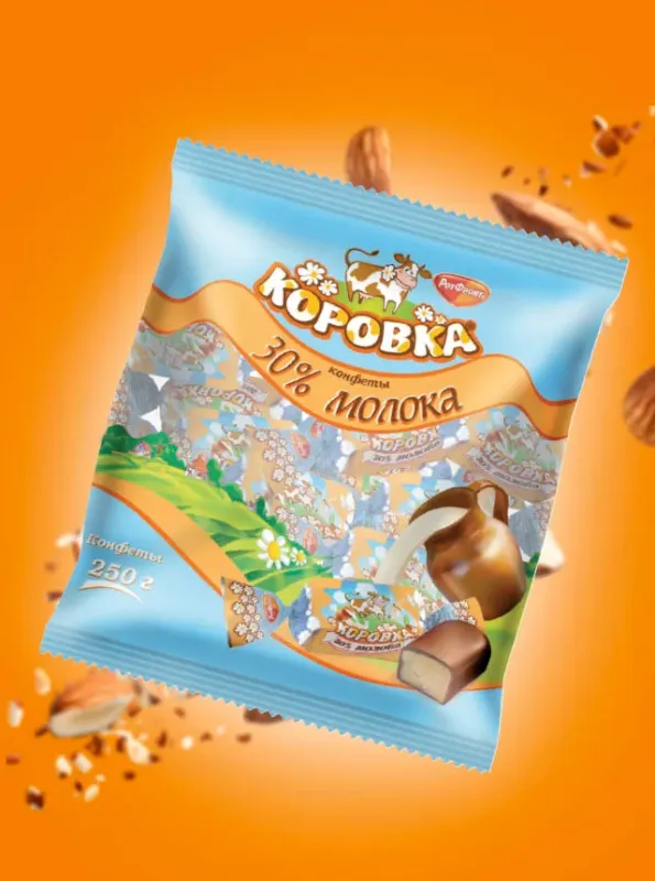 "КОРОВКА" Конфеты 30% молока 250gr