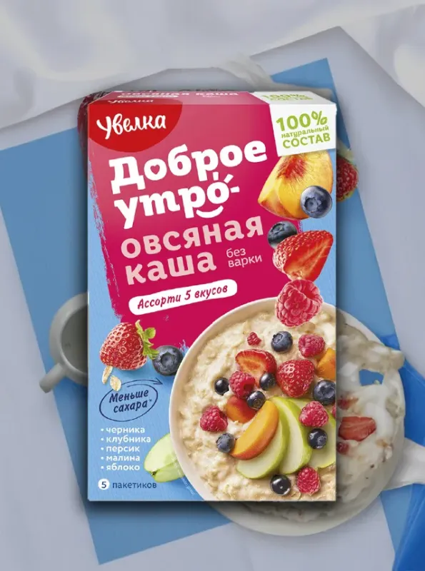 "УВЕЛКА" Овсяная каша Ассорти 5 вкусов 200gr
