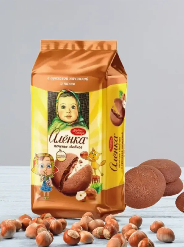 "АЛЁНКА" Печенье сдобное с ореховой начинкой и какао 200gr