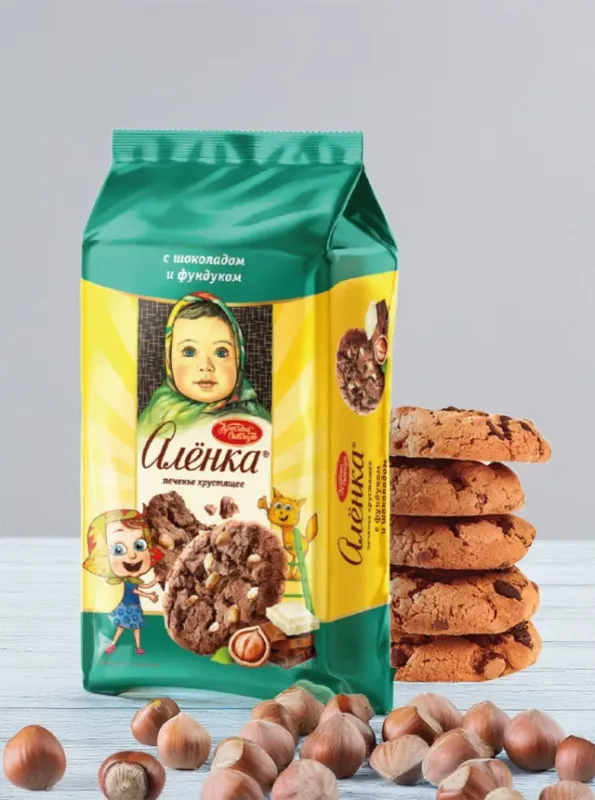 ALENKA ПЕЧЕНЬЕ ШОКОЛАДНОЕ С ФУНДУКОМ 136гр