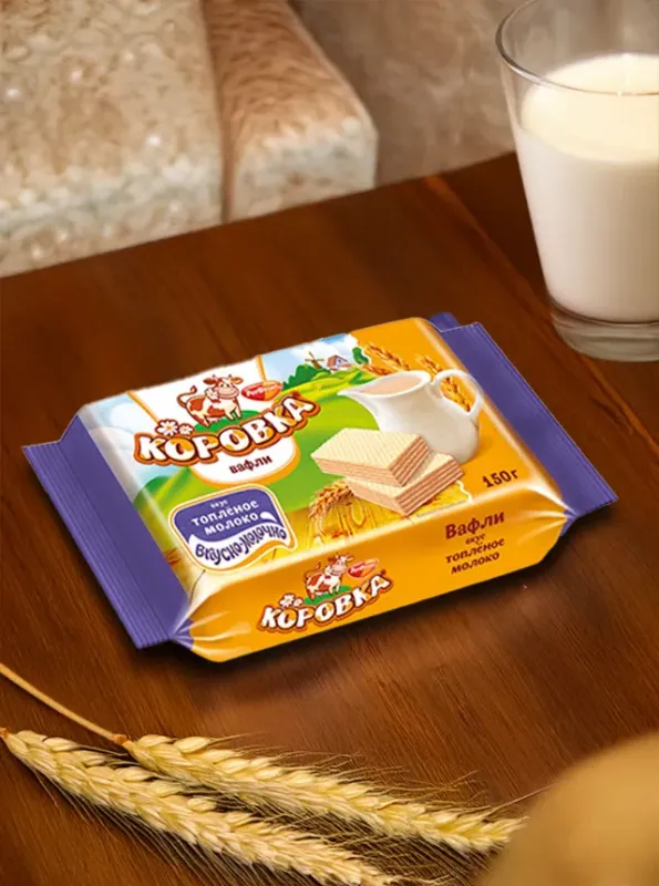 Вафли «Коровка» со вкусом топлёного молока, 150гp
