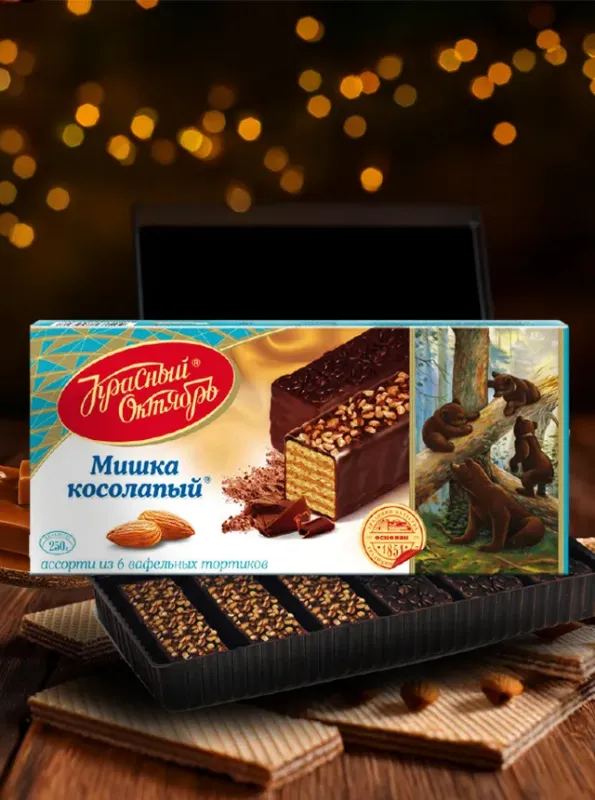 "МИШКА КОСОЛАПЫЙ" Ассорти из 6 вафельных тортиков 250gr